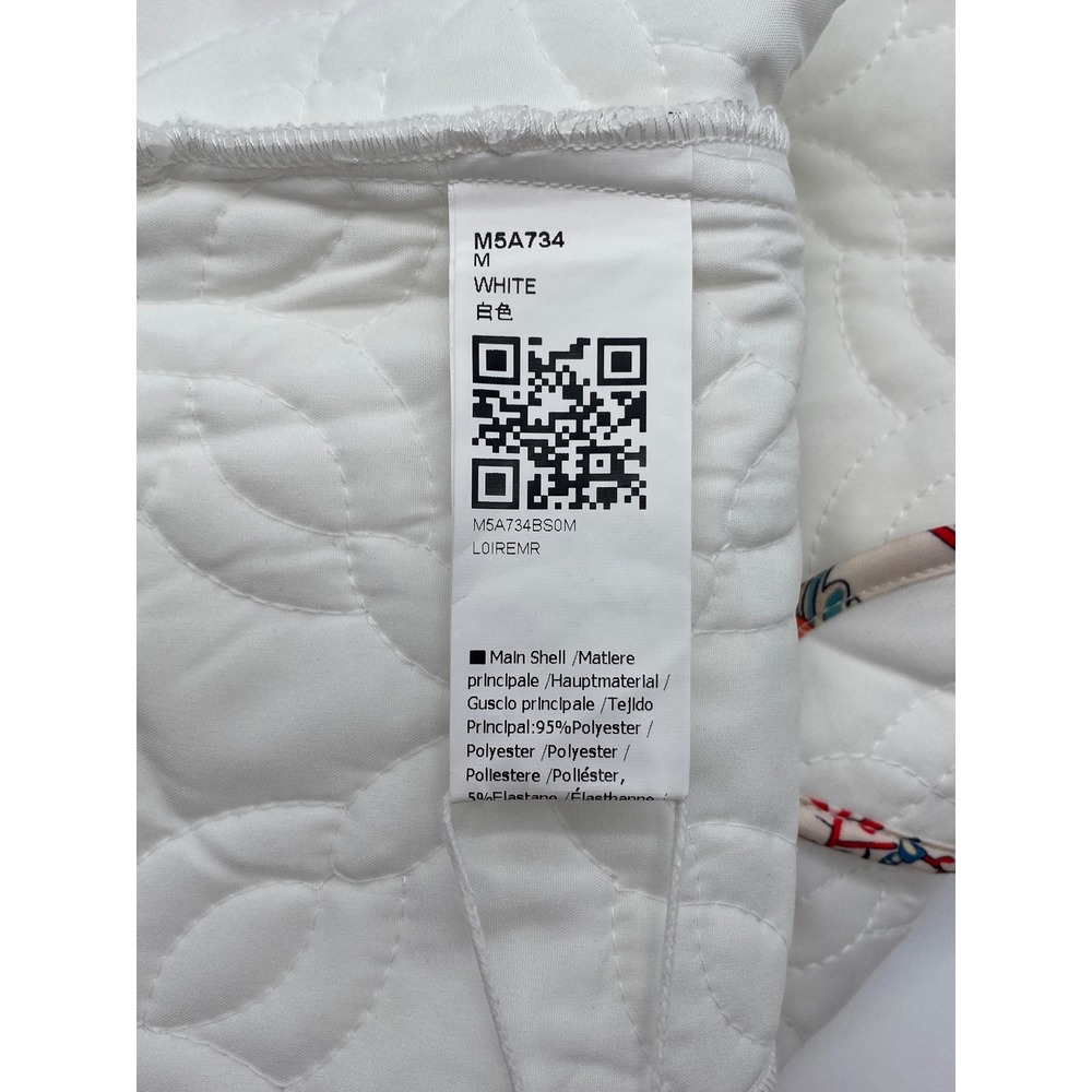 Tankaneo Womens Quilted Toggle Vest White Paisley Trim Ruffle Cap Sleeve‎ Medium - Picture 4 of 14